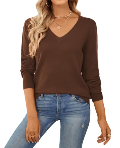 Image of QUALFORT Women's 100% Cotton Sweater Lightweight Long Sleeve Pullover
