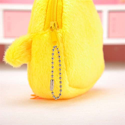 Small Plush Coin Purse, Cute Cartoon Chicken Pig Avocado Shape Coin Purse Zipper Coin Bag Mini Wallet Handbag With Keychain(Yellow) #TOP6