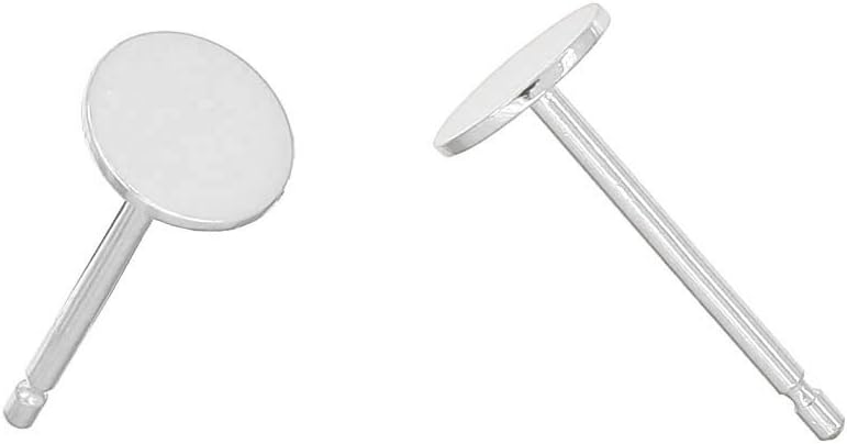 4 Pairs Sterling Silver Stud Post Earring with 3mm Glue on Flat Pad
