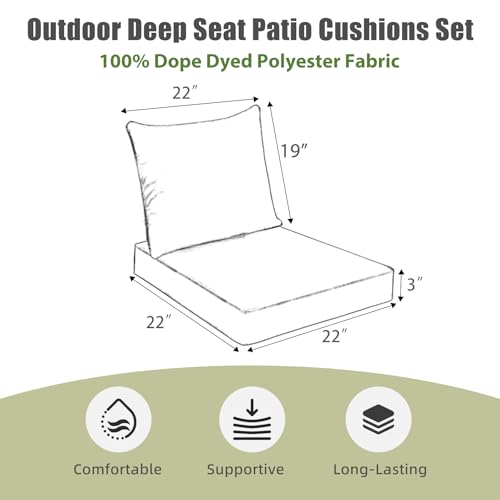 Image of Favoyard Outdoor Deep Seat Patio Cushions Set, 22 inch x 22 inch, Rainproof, Garden