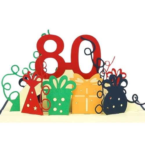 LINPOPUP®, LIN17267, tarjeta POP UP – Tarjeta de cumpleaños 3D para 80 cumpleaños – Tarjeta de aniversario – Tarjeta de felicitación – Tarjeta plegable sorpresa con efecto 3D N209