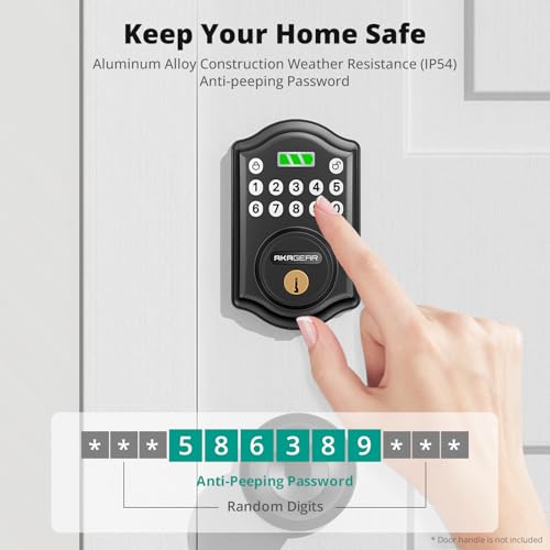 Image of AkaGear Keyless Entry Door Lock with Keypad - Smart Deadbolt for Front Door with 2 Keys - Auto Lock - Easy Installation - DS10 Mini (Matte Black)