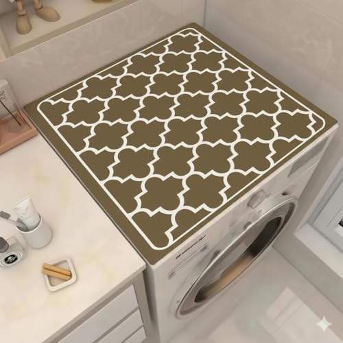 Image of Homecloud Non-Slip Washing Machine Mat - Durable Waterproof Protective Cover for Washer & Dryer, Dust-Resistant Mat Ideal for Laundry Room & Kitchen Appliances (Khaki)