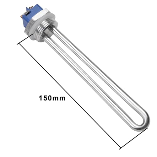 DERNORD Heizelement 220V 500W 1 Zoll 33MM Flansch 1U Typ Warmwasserbereiter BSP Edelstahl Flansch Rohrlänge 150MM