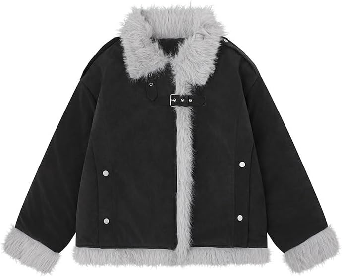 Retro Lambskin Coat for Women Thickened Fleece Loose Cotton
