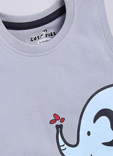 Image of CUTOPIES Boys & Girls Steel Grey Sleeveless T-shirt and Shorts Set (Pack of 1) Baby Boys' Clothing Sets
