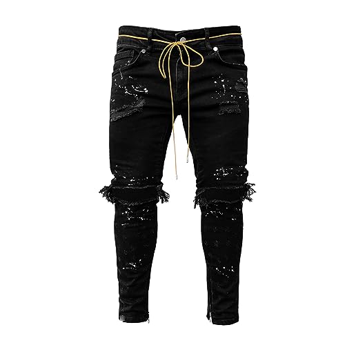 Pantalon minceur conique homme jeans usés contre l'inconfort ventral
