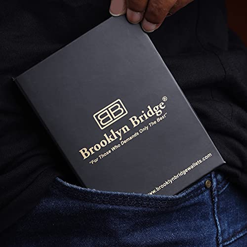 Image of Brooklyn Bridge Genuine Leather Card Holder Wallet for Men Nappa Brown - Slim RFID Protected Wallet, Stylish Leather Credit & Debit Card Holder for Travel