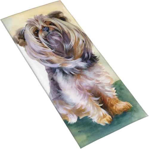 フェイスタオル 手描き ヨークシャー・テリア マイクロファイバー タオル 柔らか 肌に優しい 肌触りが良い ふわふわ 髪に優しい 通気 かわいい 抗菌防臭加工 瞬間吸水 速乾 耐久性 薄手 毛羽落ち少ない 業務用タオル