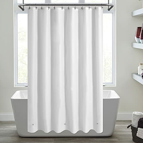 Image of Mrs Awesome Extra Long Shower Curtain Liner with 3 Magnets, Long White PEVA Plastic Shower Curtain for Bathroom Waterproof, 72 x 84, White