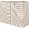 Lifewit 2 Pack Laundry Hamper Large Collapsible Laundry Baskets, Freestanding Waterproof Clothes Hamper with Easy Carry Handles in Laundry Room Bedroom Bathroom College Dorm for Adults, Beige, 2 x 80L