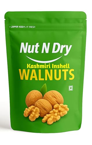 Image of Nut N Dry Premium Kashmiri Walnuts 1kg | Inshell walnuts | Natural & Crunchy Dry Fruits | Derect from kashmir | walnut with shell | akhrot with shell | (500 Gram)
