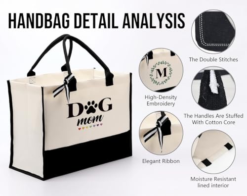 EDCTO Canvas Tote Bag, Cotton Canvas Tote Bag, Dog Mom Bag, Dog Mom Tote Bag for Women, Unique Gifts for Dog Mom, Pet Dog Lovers, Veterinarian, Animal Rescue, Canvas Beach Tote, Short Trip Bag4