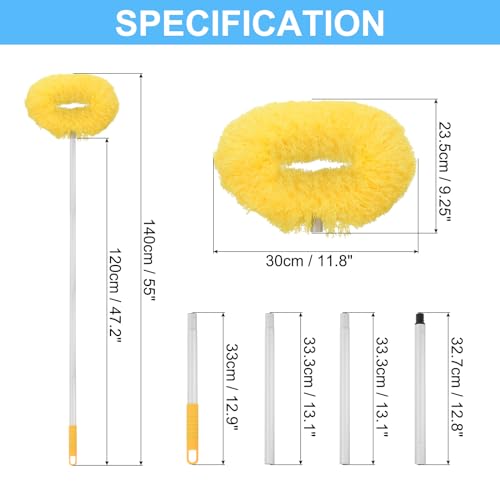 Image of PATIKIL Ceiling Fan Cleaner Duster, 12.9 inch to 47.2 inch, Microfiber Duster Extendable Handle Fan Blade Cleaning Tool Removable Washable for Furniture Blind, Yellow