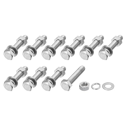 Image of METALLIXITY Hex Head Screws Bolts, Nuts, Flat & Lock Washers Kits (M8-1.25x40mm) 10 Set, Stainless Steel Fully Threaded Machine Screws Bolt Set - for Home Appliance Equipment