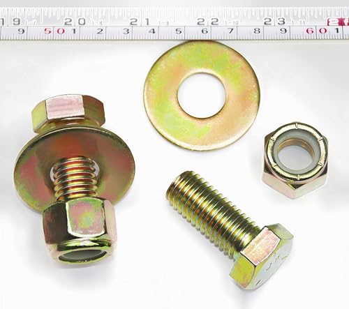 Image of 5 /8 inch x 1-1 /2 inch Hex Head Bolt by Color Galvanization with Nylon Lock nut and Large Size Washer Assortment Kit,Alloy Steel,Grade 5.(6pcs Pack). by Metalsuberg