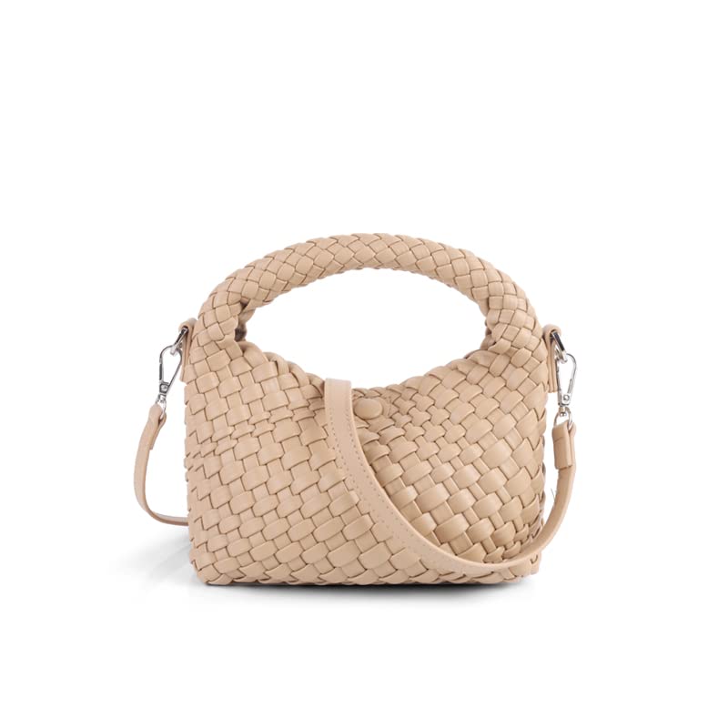 Image of Woven Crossbody Bag Small Tote Cute Purse for Women,Top Handle Handbag Pu Leather Shoulderbag with Detachable Strap