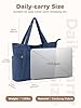 Lekespring Cord Tasche Damen, Groß Tote Bag Strandtasche mit Reißverschluss, Shopper Tasche Damen Laptoptasche mit 17 Zoll Laptopfach, Elegant Handtasche Umhängetasche für Arbeit Schule Gym-Blau #2
