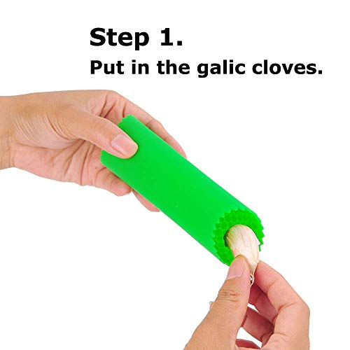 Garlic Peeler Easy and Quick to Peel Garlic Cloves with The Best Silicone Tube Roller Easy Useful Garlic Odorfree Kitchen Tool Peeling Without Smell from Hands Internal Bulge Design (3 Colors)