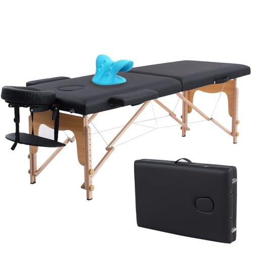 Portable Massage Table with Neck Stretcher, Adjustable Lash Bed M...