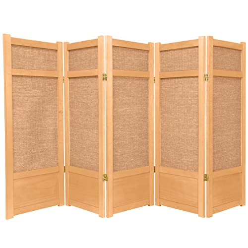 4 ft. Short Low Jute Shoji Screen - 5 Panel - Natural