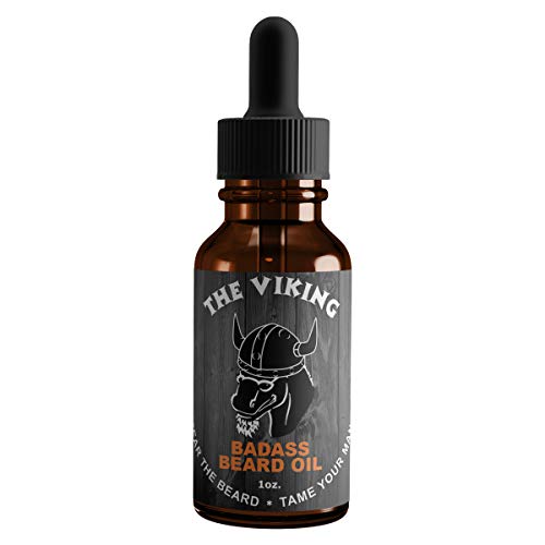 Badass Beard Care Beard Oil For Men - The Viking, 1 oz - All Natural Ingredients, Keeps Beard and Mustache Full, Soft and Healthy