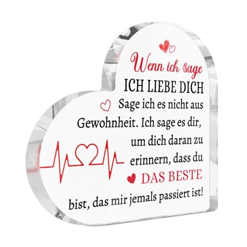 Putuo Decor Ich Liebe Dich Acryl Herz Deko Romantische Tischdekoration mit Herzschlag-Design Geschenk für Partner