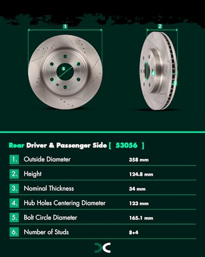 Image of SCITOO Brake Kit For Buick For Enclave,For Chevy For Traverse,For GMC For Acadia,For Saturn For Outlook Front Rear Drilled & Slotted Disc Brake Rotor Semi Metallic Brake Pad 55150;55151;D1169;D883