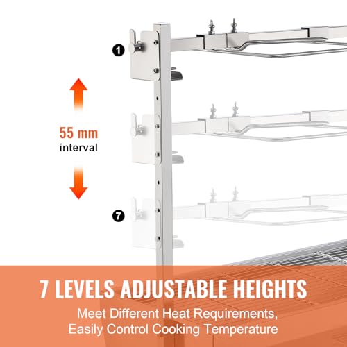 VEVOR Upgrade Rotisserie Grill, 35 Inch 90 Lbs Capacity, BBQ Whole Pig Lamb Goat Charcoal Spit Grill, Electric 42W Motor Stainless Steel Rotisserie Roaster with Lockable Wheels, for Camping Outdoor