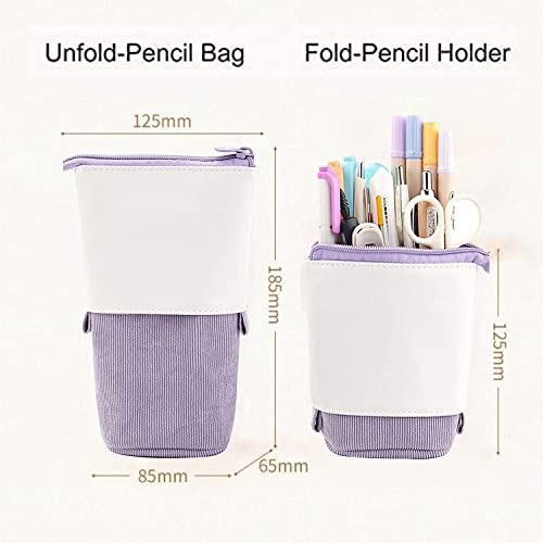 Image of Party Propz Polyester Purple Pencil Pouch For Girls Telescopic Pencil Pouch For Stationary Aesthetic Pencil Case For College Students School Pouch, Girls Stylish Korean Bag Japanese Stationery Pouch