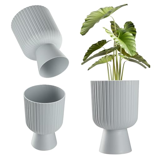 KADAX Macetero en forma de cáliz, maceta de plástico en 2 tamaños, maceta en 3 colores para balcón, terraza, alféizar de ventana, copa (14 cm, gris)