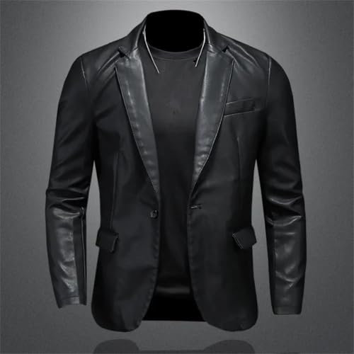 Men's Casual Leather Dress Suit Coat Casual Pu Blazer Jackets4