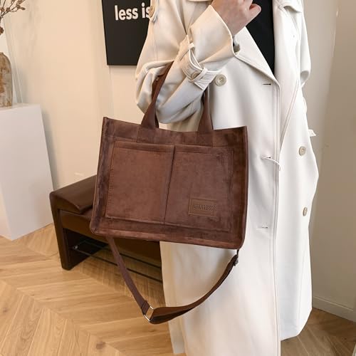 Image of Cherry Tote Bag for Women Canvas Patched Purse Cute Shoulder Bag Multi-Pocket Satchel Handbag for work travel
