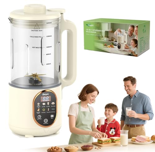 Beyn 60oz Nut Milk Maker Machine with 48-Leaf Titanium Blades，10-in-1