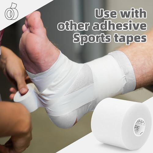 Image of OK TAPE Pre Wrap Tape (4-Rolls) - Athletic Foam Underwrap for Sports, Protect for Ankles Wrists Hands and Knees, 2.75 Inches x 30 Yards - Black /Pink /Beige /White