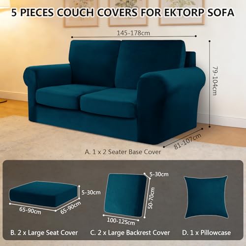 Housse de canapé de remplacement Ektorp extensible avec coussins séparés velours XL - 4