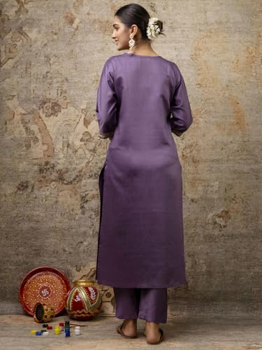Image of VredeVogel Kurta Set with Dupatta | Embroidered Viscose Rayon Kurta Pant Set for Women | Women's Ethnic Casual Kurti Set