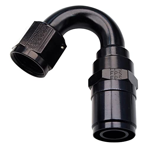 Image of Fragola Fitting, Hose End, Crimp-On, 150 Degree, 10 an Hose Crimp to 10 an Female, Aluminum, Black Anodize, Each
