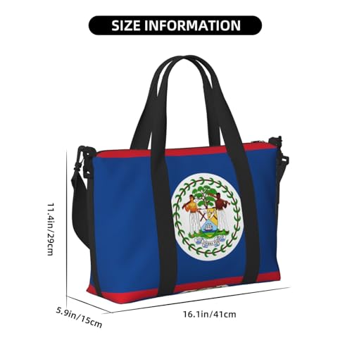 Belize Flag Hand-held messenger travel bag, suitable for work, travel, fitness, tourism, women's casual handbag with zipper,3