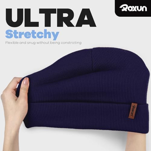 Image of ROXUN Beanie for Men /Women Winter Hat Soft Warm Unisex Skull Stocking Cap | cuffed beanie,stretch-knit fit ,suits daily wear,hiking, skiing cycling
