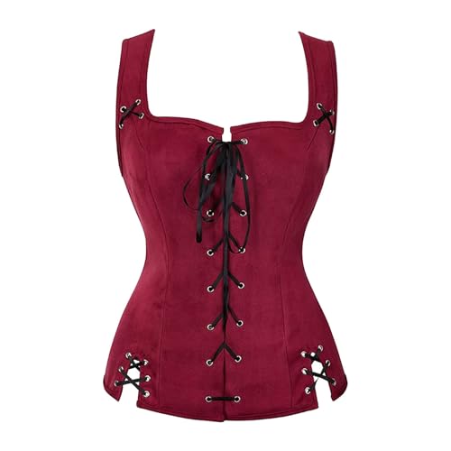 Gilet de cosplay pour femmes corsage rouge médiéval costume de scène taille L