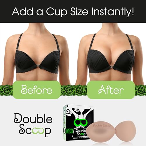 Double Scoop® Push Up Inserts w/Bonus Tape Sticky Strips, Instant Breast Implants, Replacement Bra Pads, Padded Bralette Hack, Breast Lift, Foam Bra Filler Insert, Bra Stuffer, Cup Size A/B (Brown)3