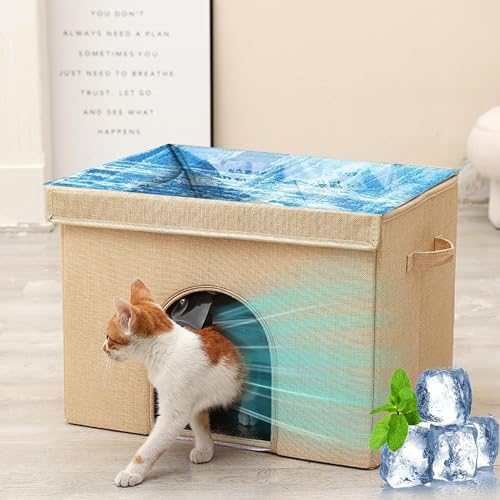 ペットひんやりマット 犬 猫 夏用 ペット用 冷感シーツ ペットハウス 猫ハウス 犬小屋の夏用ハウス 中小型犬用 ペットひんやりマット 熱中症・暑さ対策 接触涼感 耐用性 防水 折り畳める 冷えマット 繰り返し利用可能 (オフホワイト)