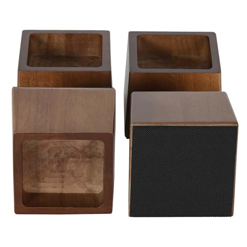 EasyPAG Bed Risers 3 inch Heavy Duty Elevate Height 2 inch Wood Furniture Risers for Couch Table Desk Support 2200 Lbs 1-inch Deep Anti-Fall Edge Bed Lifts with Non-Slip Pads 4 Pack Retro Brown