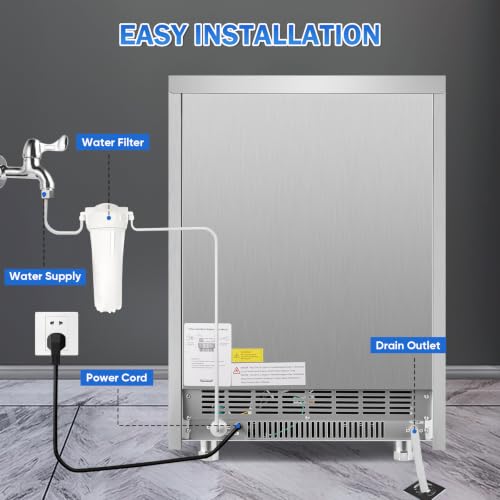 Image of Commercial Under Counter Ice Maker Machine 360Lbs /24H, 80Lbs Storage