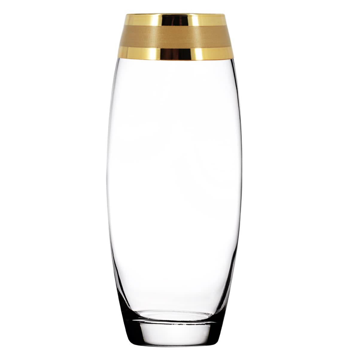 Vase with Gold Decor - Unique Modern Gold Ornament/Clear Glass/ 26cm Tall/Elegant Gift for Women, for her Birthday, Anniversary, Wedding, New Home