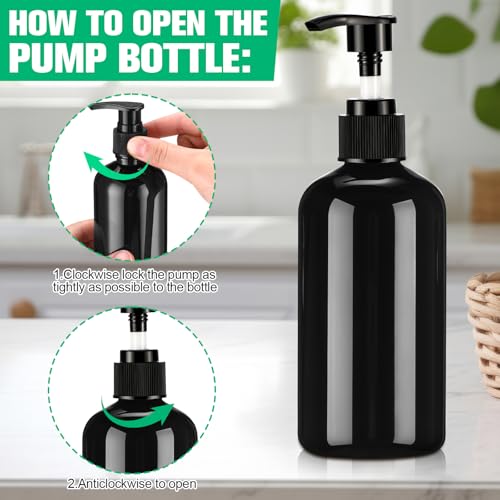 Image of CroBlissful 48 Pcs Empty Plastic Pump Bottles 8oz Refillable Lotion Pump Bottle Containers with Dispenser for Shampoo, Conditioner, Face Cream, Massage Oil, Liquid Soap (Black)