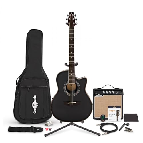 Pack Complet avec Guitare Électro-Acoustique Roundback, Noir