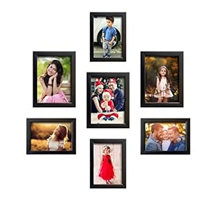 Amazon Brand – Solimo Set of 7 Photo Frames (4″x6″-4pcs & 5″x7″-3pcs), Brown