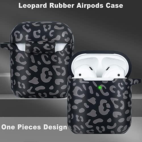 Leopard Silicone Airpods Case, Gawnock Soft Case Cover Flexible For Airpods 2Nd/1St Generation Floral Print Cover For Women Girls With Keychain - Gray Leopard Cheetah #TOP1